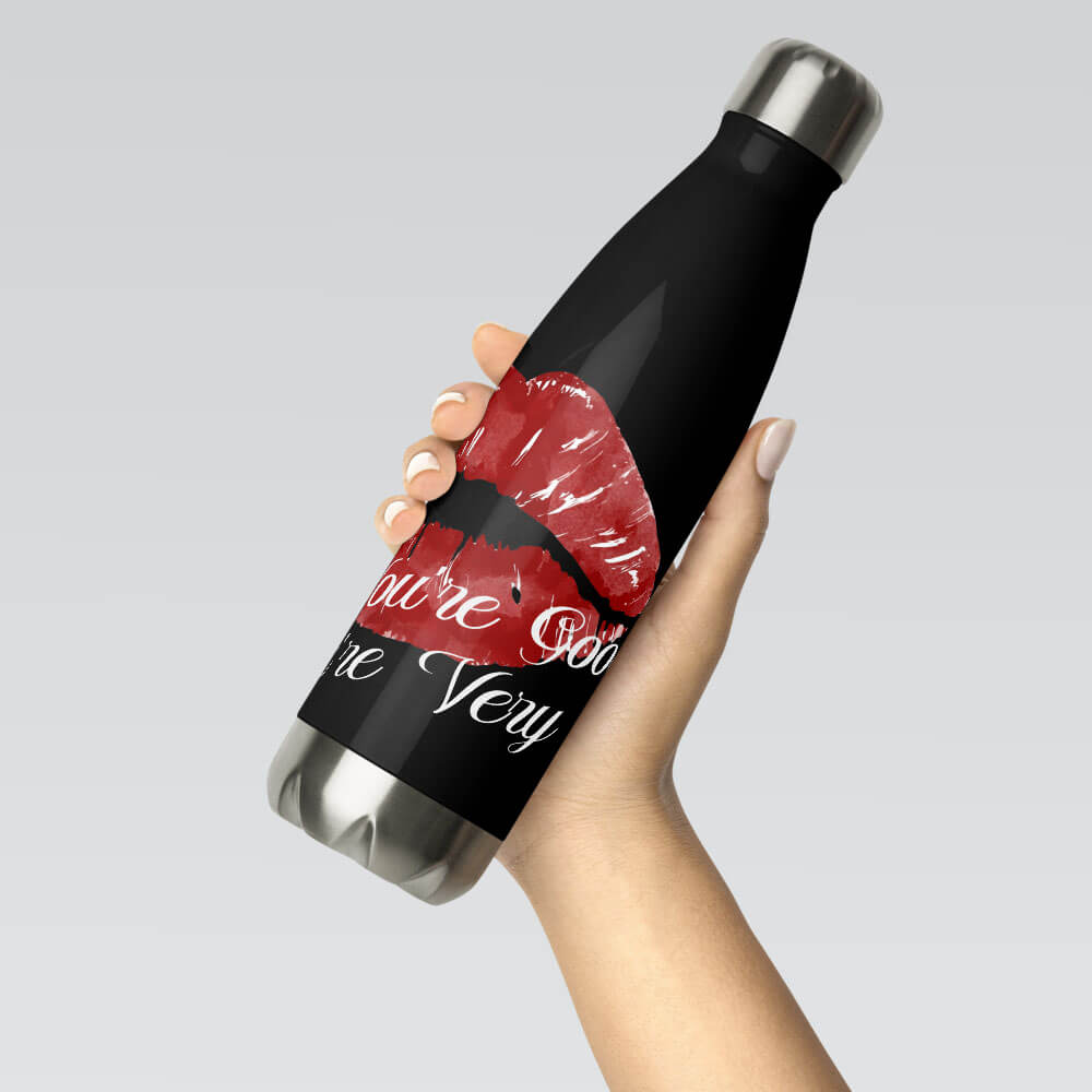 aequel film noir water bottle lips text sandra redlaff black front hand